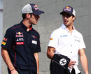 Daniel Ricciardo chats to Jean-Eric Vergne in the paddock