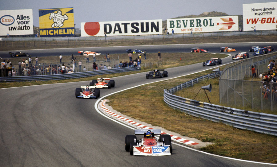 Ronnie Peterson leads John Watson and James Hunt early in the race