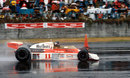 James Hunt on his way to third place and the world championship in terrible conditions