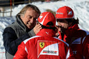 Luca di Montezemolo embraces Felipe Massa during Ferrari's annual media event Wrooom
