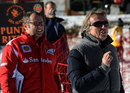 Stefano Domenicali and Luca di Montezemolo enjoying themselves on the slopes during Ferrari's annual media event Wrooom