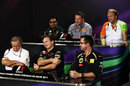 Riad Asmat, Paul Hembery, Robert Fearnley, Jean-Francois Caubert, Christian Horner and Eric Boullier in the press conference
