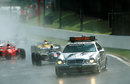 The race was started behind the safety car for the first time due to the rain
