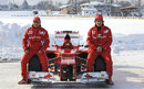 Fernando Alonso and Felipe Massa pose with the new F2012 in the snow