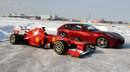 The new Ferrari F2012 alongside the FF in the snow