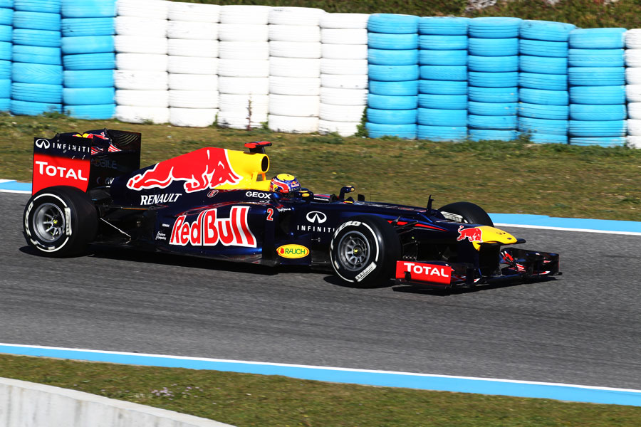 Mark Webber gives the RB8 its first run