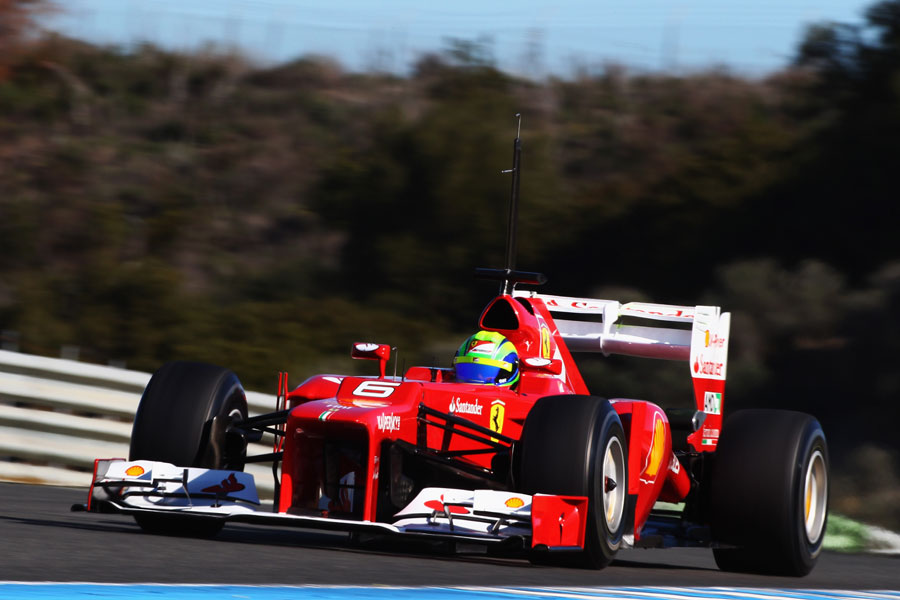 Felipe Massa at speed in the new Ferrari F2012