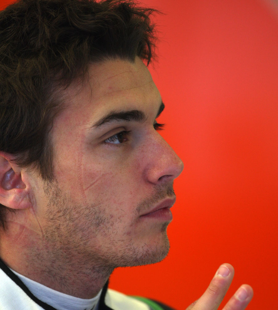 Jules Bianchi in the Force India garage