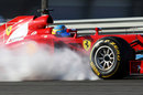 Fernando Alonso locks a tyre on his first day in the F2012