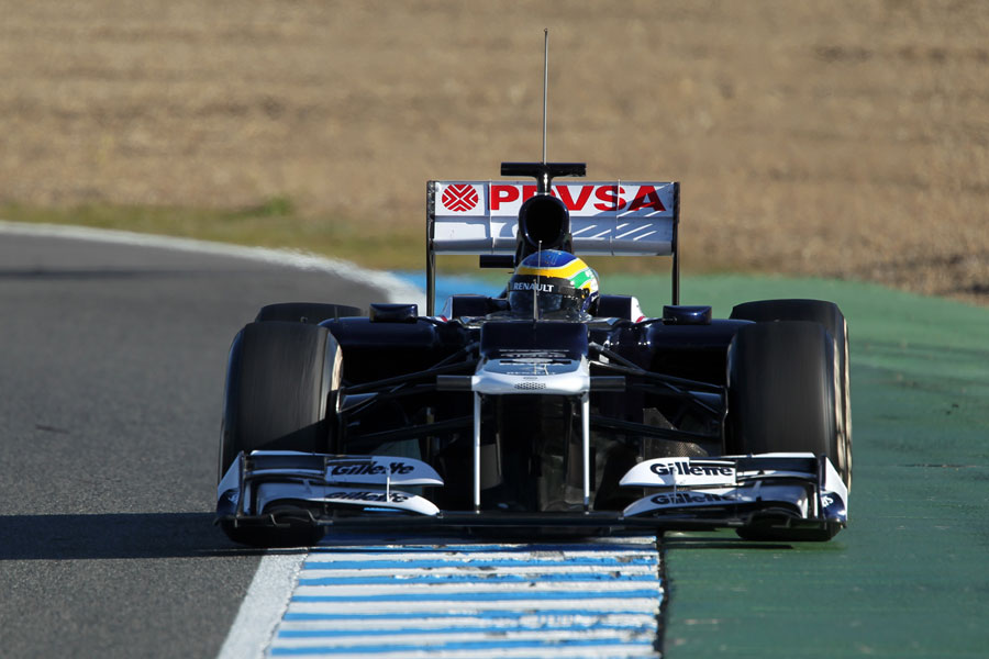 Bruno Senna pushes the Williams FW34 to the limits of the circuit