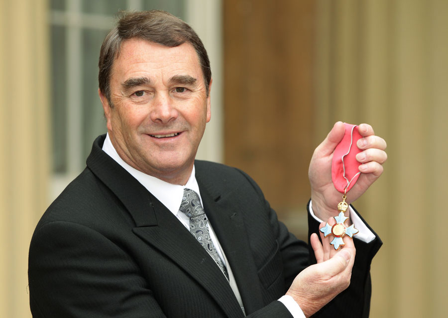 Nigel Mansell poses with his Commander of the British Empire (CBE) outside Buckingham Palace, London, UK, February 14, 2012