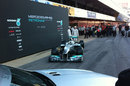 The new Mercedes W03 is unveiled in the pit lane
