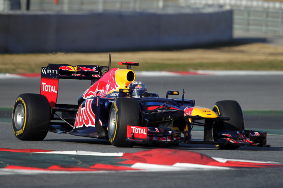Sebastian Vettel clocks up some early laps on soft tyres