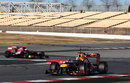 Sebastian Vettel leads Daniel Ricciardo on track