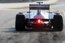 Pastor Maldonado exits the pit lane in the Williams FW34