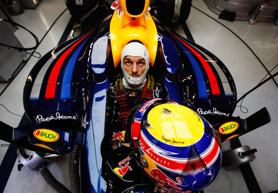 Mark Webber in the cockpit of the RB8