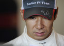 Kamui Kobayashi in the Sauber garage