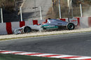 Michael Schumacher beaches his Mercedes in the gravel