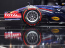 A Pirelli tyre on display on a Red bull show car at the Geneva Motor Show