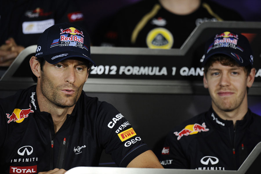 Mark Webber and Sebastian Vettel in the press conference