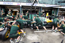 Caterham runs through a number of pit stops on Thursday