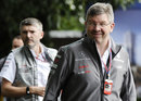 Mercedes bosses Nick Fry and Ross Brawn in the paddock