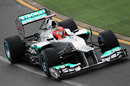 Michael Schumacher on wet tyres in his Mercedes