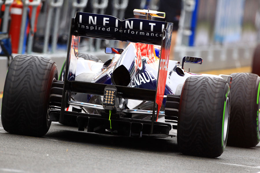 The rear detail on Mark Webber's RB8
