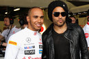 Lewis Hamilton meets Lenny Kravitz in the McLaren garage