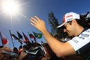 Bruno Senna waves to the fans