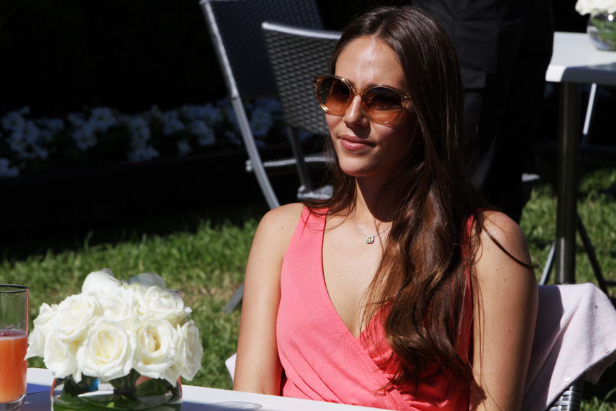 Jessica Michibata relaxes in the paddock