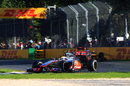 Lewis Hamilton on medium tyres mid-way through the race