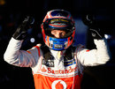 Jenson Button celebrates his victory at Albert Park