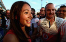 Jessica Michibata celebrates boyfriend Jenson Button's victory