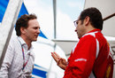 Christian Horner and Stefano Domenicali in conversation ahead of the grand prix weekend