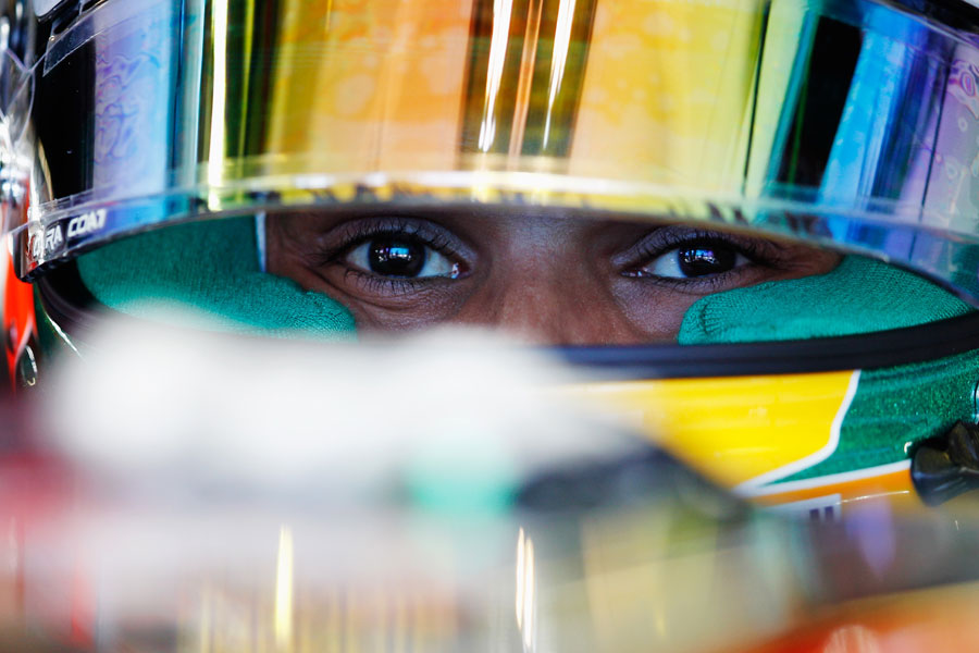 Lewis Hamilton in his McLaren cockpit ahead of the race