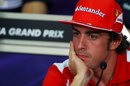 Fernando Alonso looking pensive during the Thursday press conference