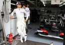 Kamui Kobayashi poses for a photo with Sauber's biggest fan