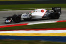 Sergio Perez on a hard tyre run