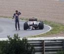 Mark Webber pulls over in the Red Bull Racing RB6