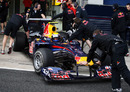 Mark Webber comes back to the Red Bull garage