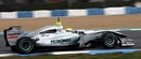 Nico Rosberg takes to the track in the Mercedes