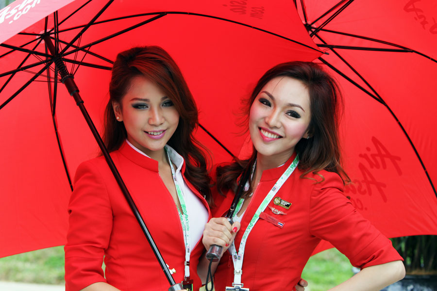 Air Asia stewardesses in the paddock