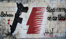 Anti-Formula One graffiti in a village west of Manama