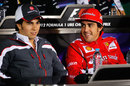 Fernando Alonso and Sergio Perez in the driver press conference on Thursday