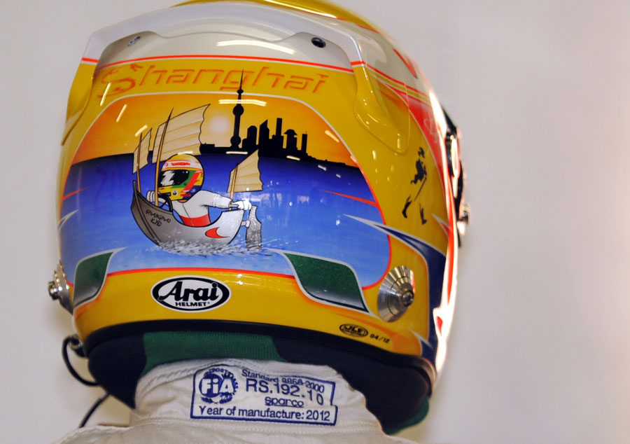 Lewis Hamilton sporting a special helmet design for this weekend's grand prix