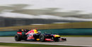 Sebastian Vettel at speed on the medium tyres