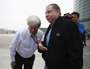 Bernie Ecclestone and Jean Todt chat in the Shanghai paddock