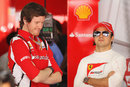 Felipe Massa and Rob Smedley look relaxed in the Ferrari garage