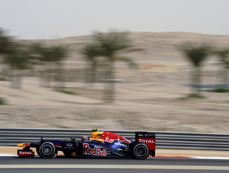 Mark Webber at speed during Friday practice